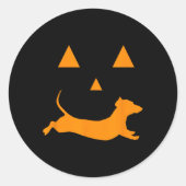 Halloween Pumpkin Dachshund Jack-o-lantern Costume Ronde Sticker (Voorkant)