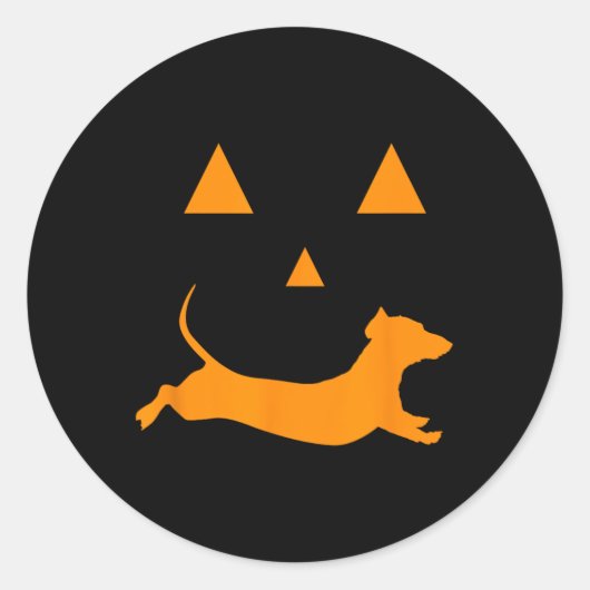 Halloween Pumpkin Dachshund Jack-o-lantern Costume Ronde Sticker (Voorkant)