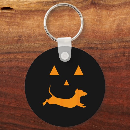 Halloween Pumpkin Dachshund Jack-o-lantern Costume Sleutelhanger (Voorkant)