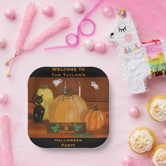 Halloween Pumpkin Decor Party Borden Papieren Bordje (Feest)