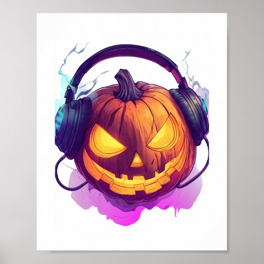 Halloween Pumpkin DJ Party Poster (Voorkant)