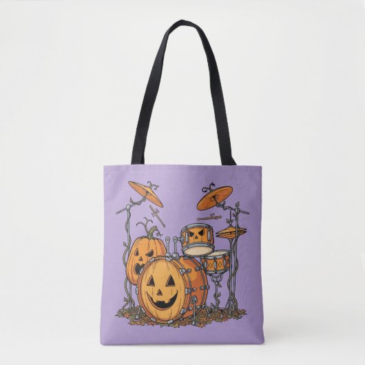 Halloween Pumpkin Drum Set Tote Bag (Voorkant)