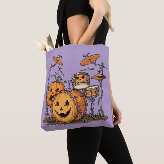 Halloween Pumpkin Drum Set Tote Bag (Dichtbij)