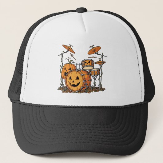 Halloween Pumpkin Drum Set Trucker Pet (Voorkant)