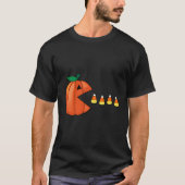 Halloween Pumpkin Eating Candy Corn T-shirt (Voorkant)