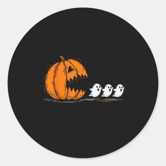 Halloween Pumpkin Eating Ghosts Funny Soky Costume Ronde Sticker (Voorkant)
