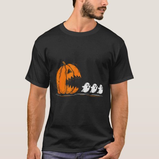 Halloween Pumpkin Eating Ghosts Funny Soky Costume T-shirt (Voorkant)