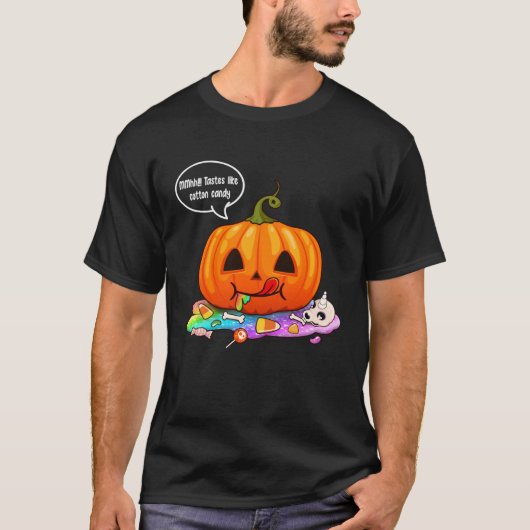 Halloween pumpkin eats unicorn skeleton candy t-shirt (Voorkant)