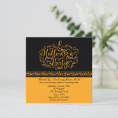 Halloween Pumpkin Elegant Zwart Sinaasappel Uitnod Kaart (Staand voorkant)