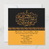 Halloween Pumpkin Elegant Zwart Sinaasappel Uitnod Kaart (Voorkant)