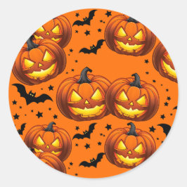 Halloween Pumpkin en Bats Ronde Sticker