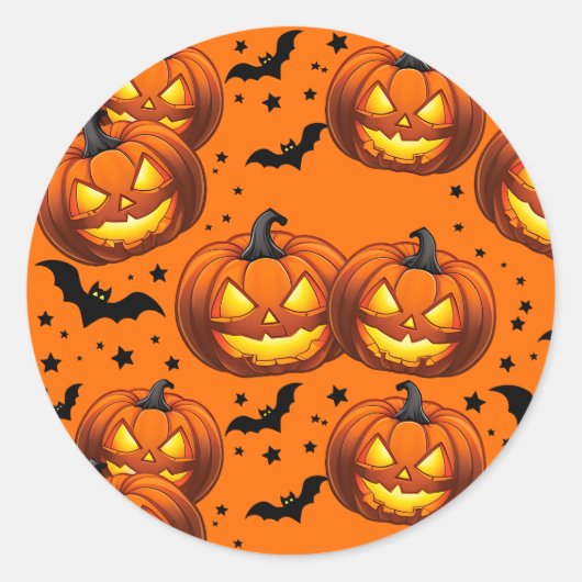 Halloween Pumpkin en Bats Ronde Sticker (Voorkant)