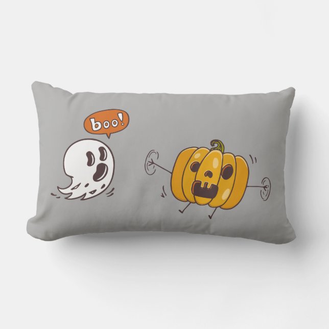 Halloween Pumpkin en Ghost Boo Pillow Kussen (Voorkant)