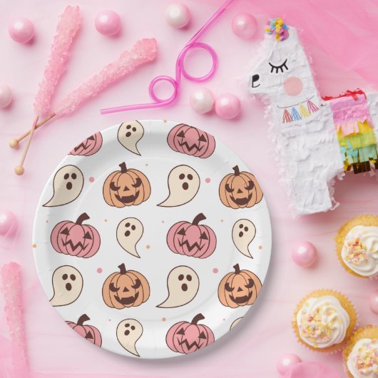 Halloween Pumpkin en Ghost Papieren Bordje (Feest)