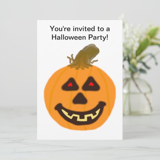Halloween Pumpkin en Ghost Party Invitation Kaart (Staand voorkant)
