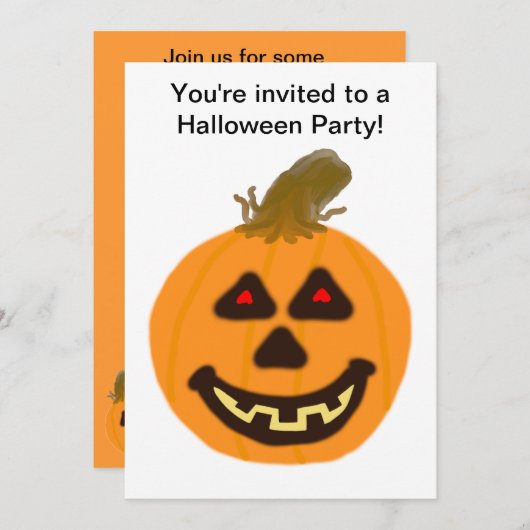 Halloween Pumpkin en Ghost Party Invitation Kaart (Voorkant / Achterkant)
