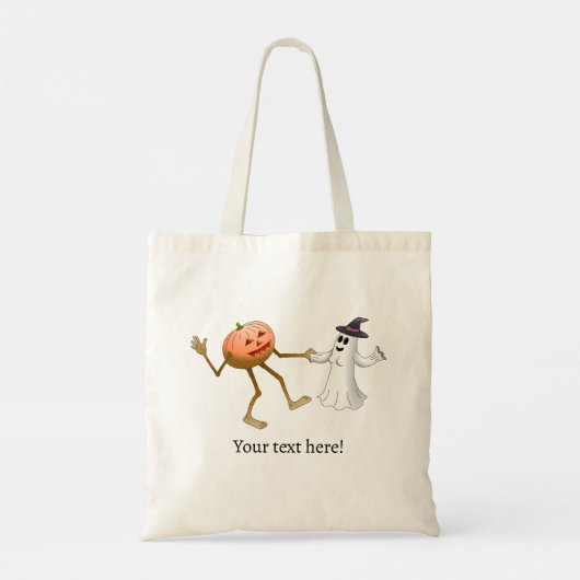 Halloween Pumpkin en Ghost Tote Bag (Achterkant)