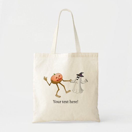 Halloween Pumpkin en Ghost Tote Bag (Voorkant)