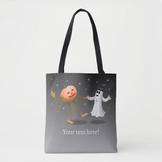 Halloween Pumpkin en Ghost Tote Bag (Voorkant)