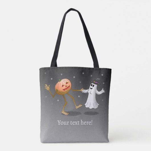 Halloween Pumpkin en Ghost Tote Bag (Achterkant)