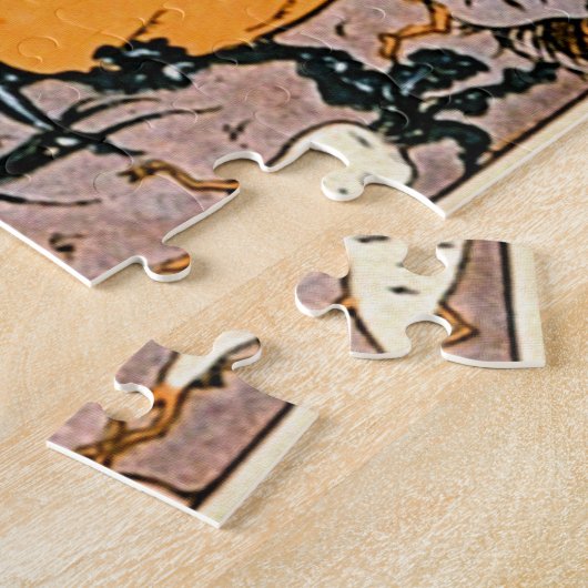  Halloween Pumpkin en heksen met bezems Legpuzzel (Zijkant)