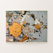  Halloween Pumpkin en heksen met bezems Legpuzzel (Horizontaal)