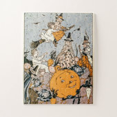  Halloween Pumpkin en heksen met bezems Legpuzzel (Verticaal)