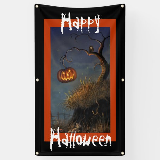 Halloween Pumpkin en Owl Spandoek (Verticaal)