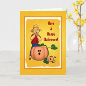 Halloween Pumpkin en Scarecrow Kaart (Gele Bloem)