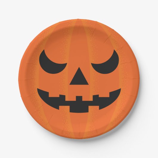 Halloween Pumpkin enigszins eng Face Party Papieren Bordje (Voorkant)
