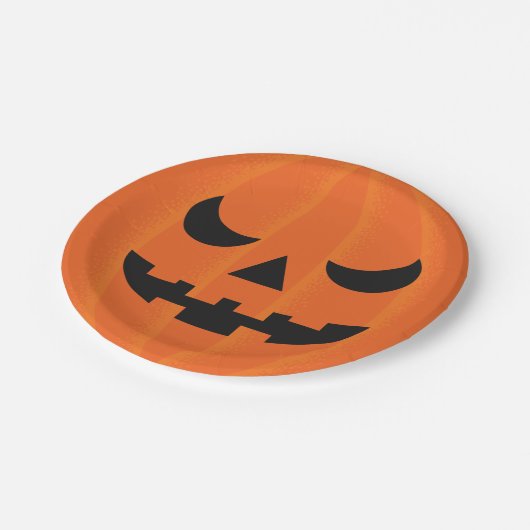 Halloween Pumpkin enigszins eng Face Party Papieren Bordje (Gekanteld)
