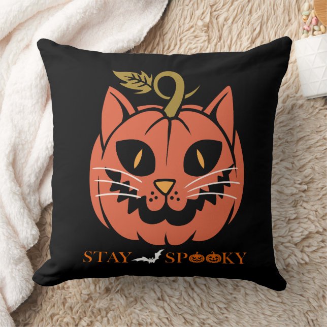 Halloween Pumpkin Face Blijf Spooky Gooien Kussen (Deken)