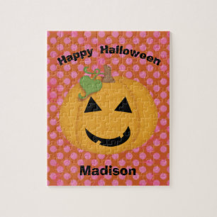 Halloween Pumpkin Face Gepersonaliseerd Kinder Puz Legpuzzel
