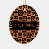 Halloween Pumpkin Face Ghost Spooky Pattern Custom Keramisch Ornament (Rechts)