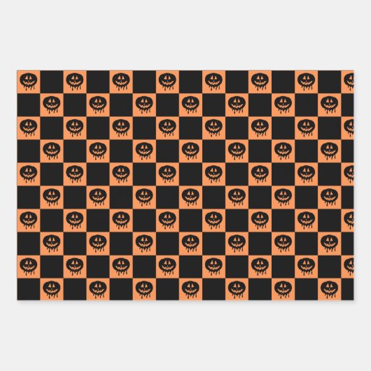 Halloween Pumpkin Face Ghost Spooky Pattern Inpakpapier Vel (Voorkant 3)