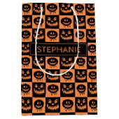 Halloween Pumpkin Face Ghost Spooky Pattern Medium Cadeauzakje (Voorkant)