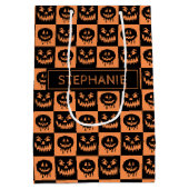 Halloween Pumpkin Face Ghost Spooky Pattern Medium Cadeauzakje (Achterkant)