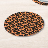 Halloween Pumpkin Face Ghost Spooky Pattern Ronde Kartonnen Onderzetter (Gebogen)