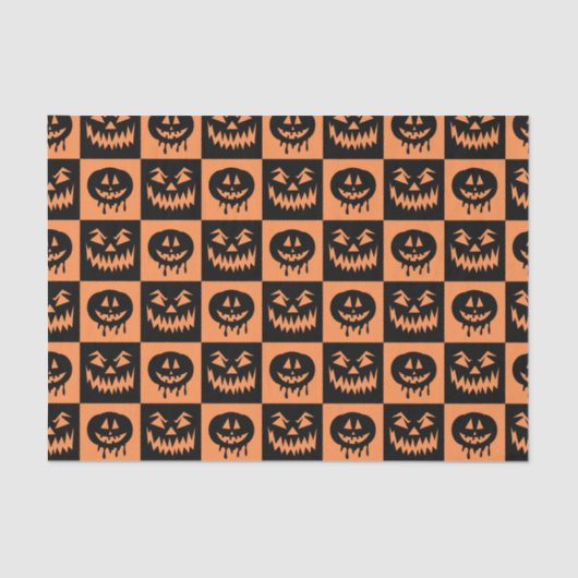 Halloween Pumpkin Face Ghost Spooky Pattern Tissuepapier (Voorkant)