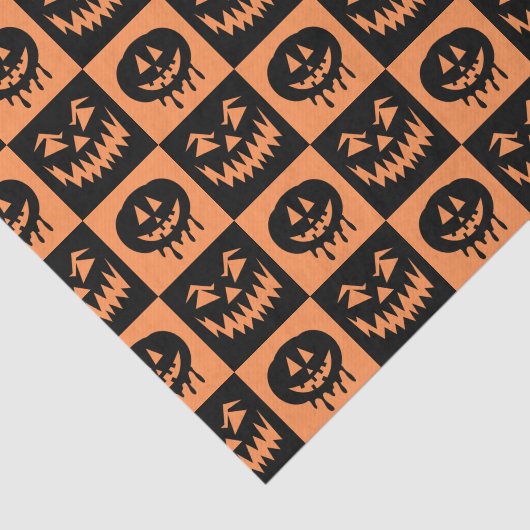 Halloween Pumpkin Face Ghost Spooky Pattern Tissuepapier (Detail)