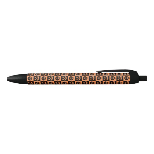 Halloween Pumpkin Face Ghost Spooky Pattern Zwarte Inkt Pen (Bovenkant)