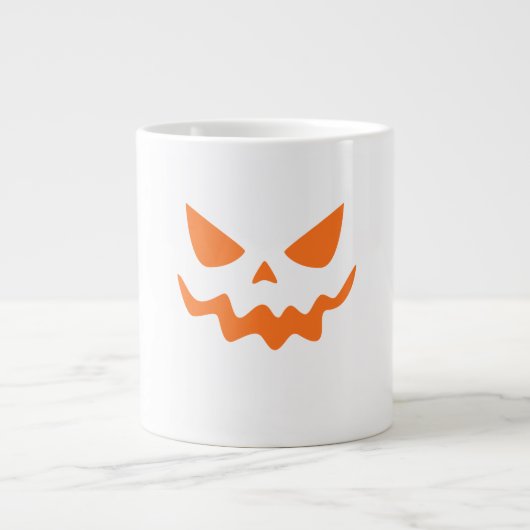 Halloween Pumpkin Face Mug – Cute & Festive Orange Grote Koffiekop (Voorkant)