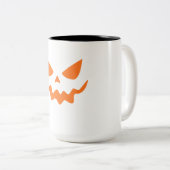 Halloween Pumpkin Face Mug – Cute & Festive Orange Tweekleurige Koffiemok (Voorkant rechts)