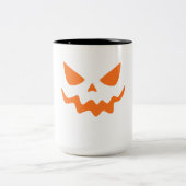 Halloween Pumpkin Face Mug – Cute & Festive Orange Tweekleurige Koffiemok (Center)