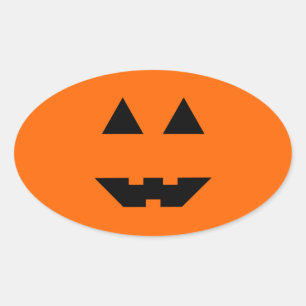 Halloween Pumpkin Face Ovale Sticker
