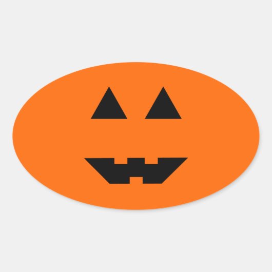 Halloween Pumpkin Face Ovale Sticker (Voorkant)