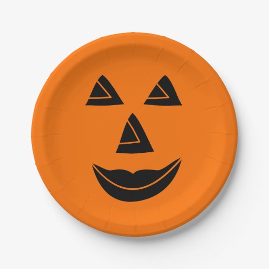 Halloween Pumpkin Face Papieren Bordje (Voorkant)