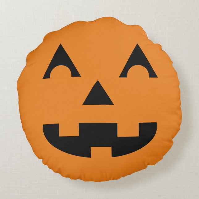 Halloween Pumpkin Face Rond Kussen (Achterkant)