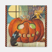 Halloween Pumpkin, Fairy and Black Cat Magnet (Voorkant)