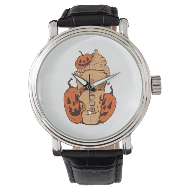 Halloween Pumpkin Funny Halloween Pumpkin Horloge (Voorkant)